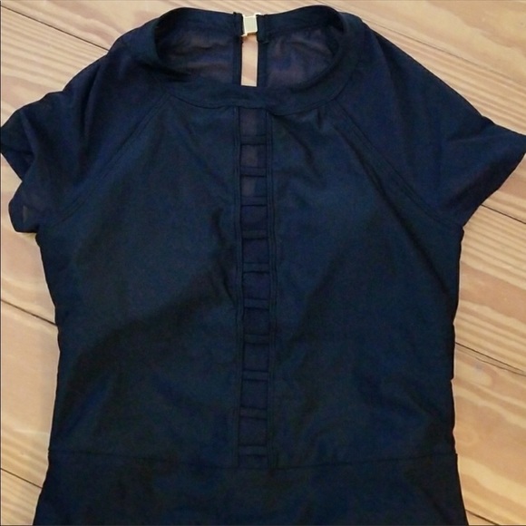 BLACK X- Large size 12  one piece Swimwear keyhole & mesh at top black - Picture 2 of 4